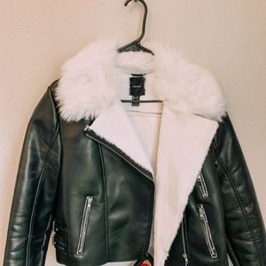 Faux Fur Leather Jacket